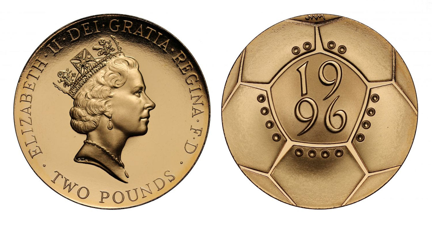 Elizabeth II 1996 proof Two-Pounds Euro 96 Football