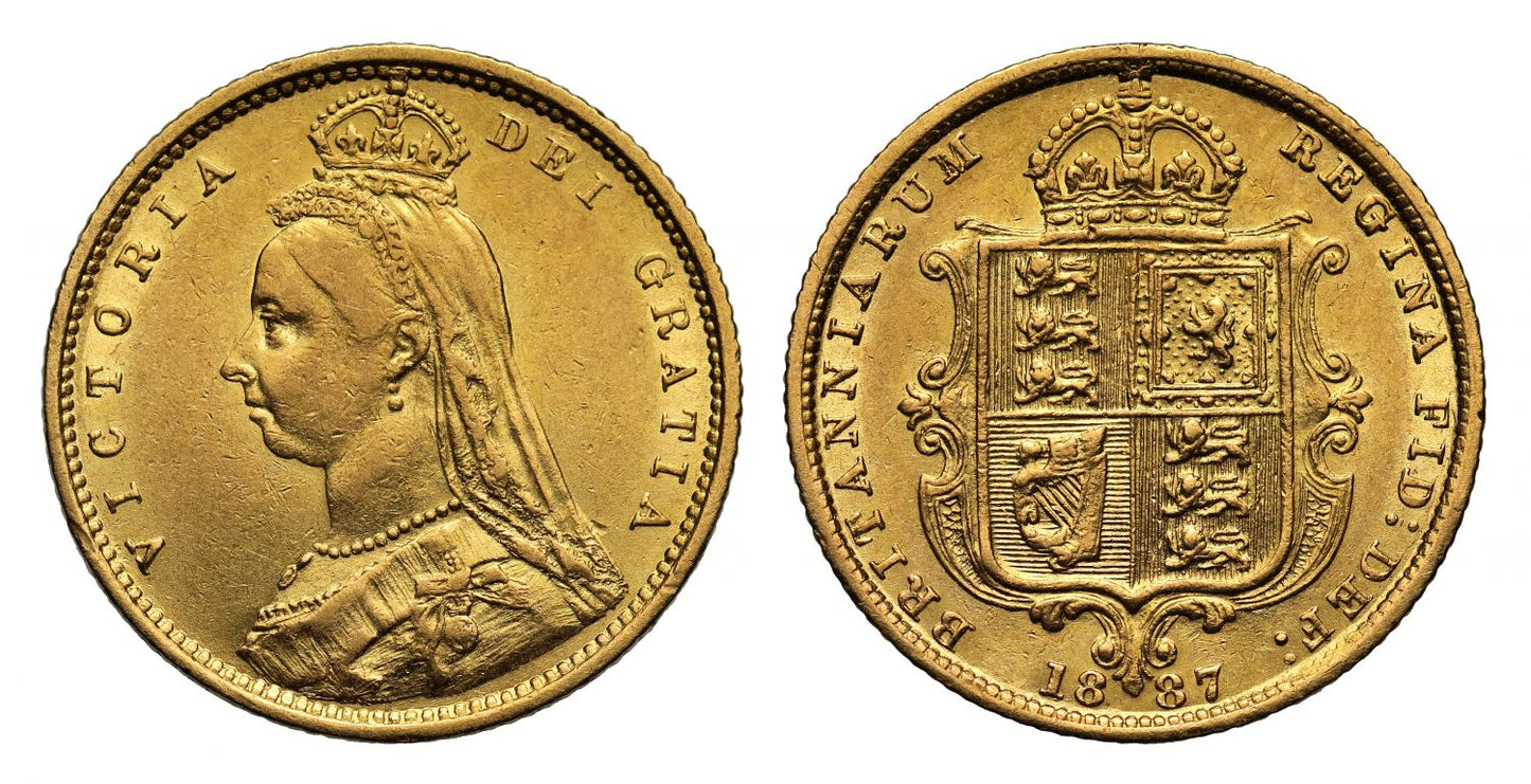 Victoria 1887 Jubilee head Half-Sovereign London DISH L501 plain truncation