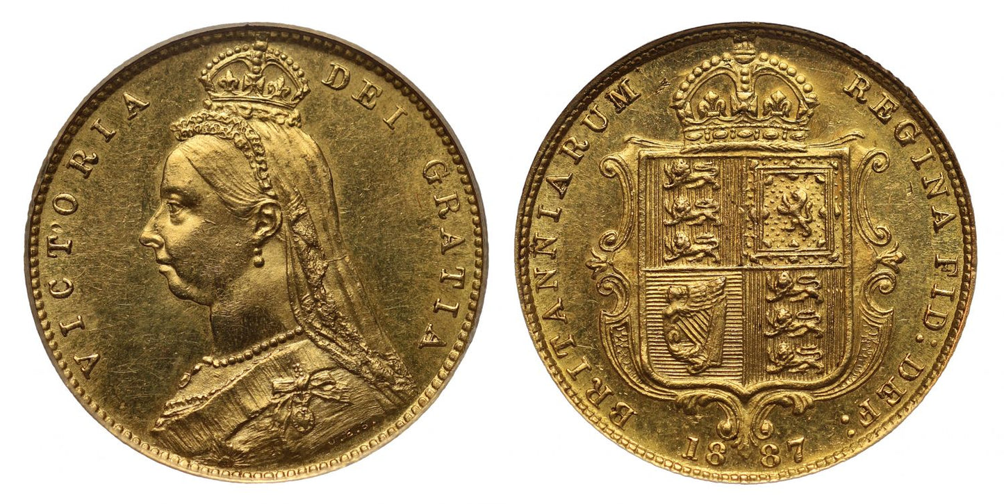 Victoria 1887 Jubilee head Half-Sovereign London DISH L502 R5 CGS65