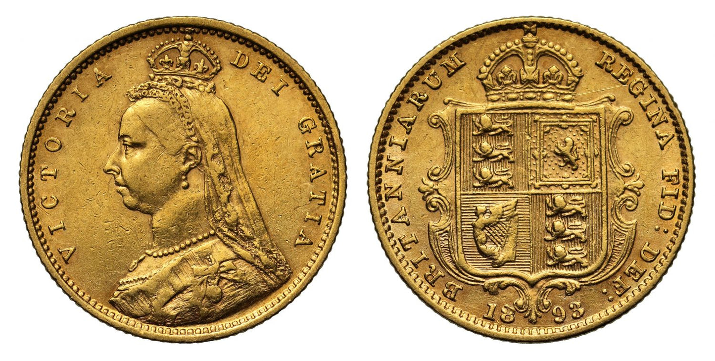 Victoria 1893 Jubilee head Half-Sovereign London DISH L518 rare