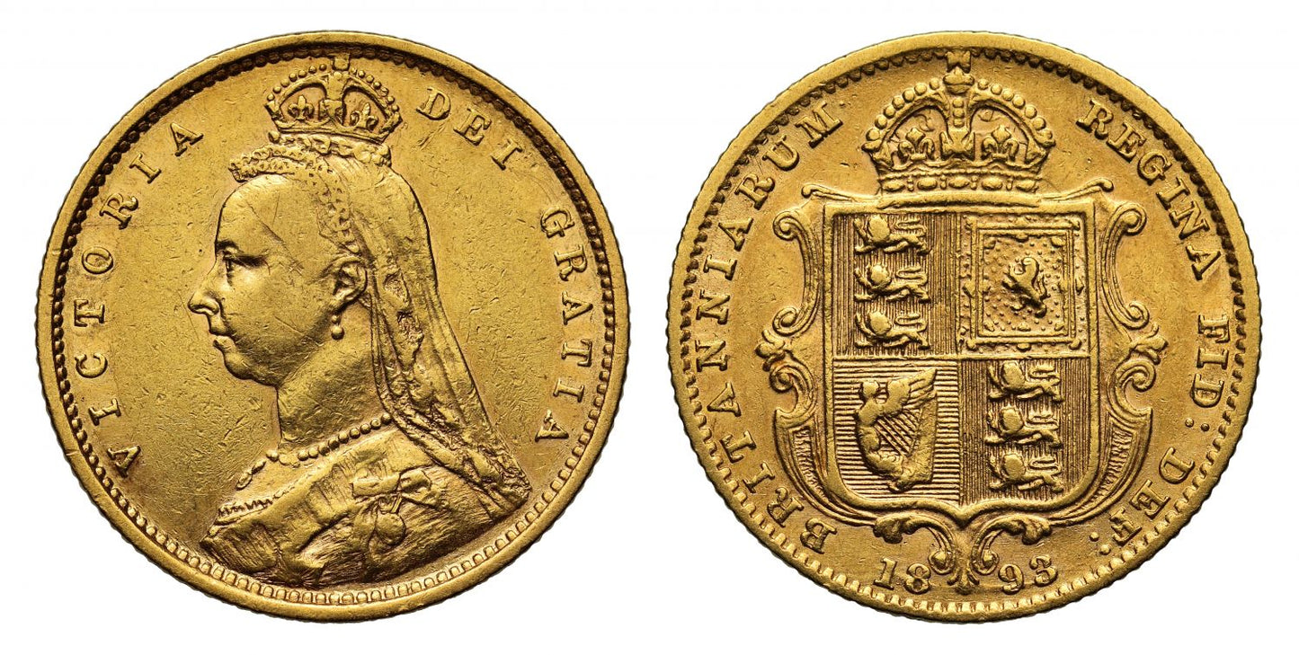 Victoria 1893 Jubilee head Half Sovereign London DISH L518 rare