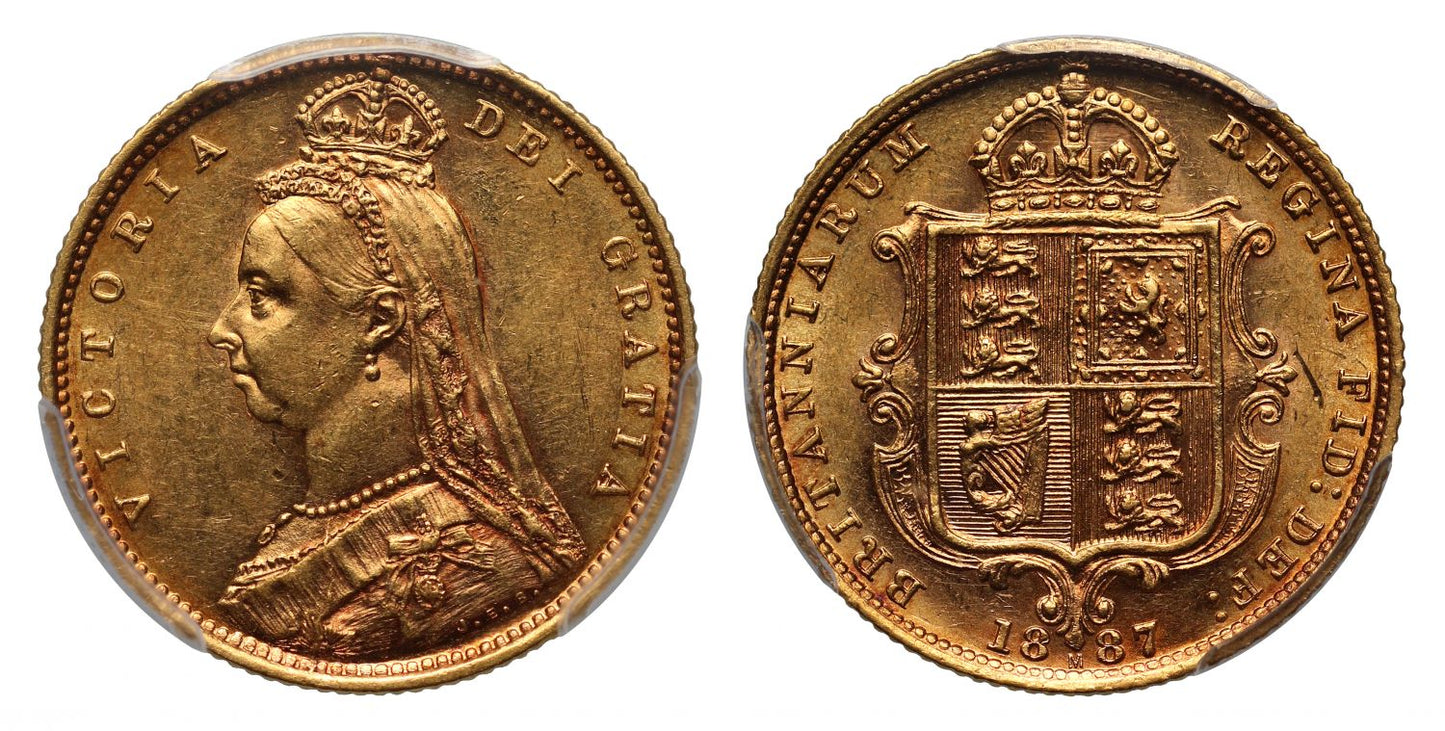 Victoria 1887 Jubilee head Half-Sovereign Melbourne DISH M502 R4 AU58