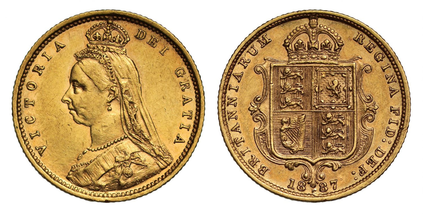 Victoria 1887 Jubilee head Half-Sovereign Melbourne DISH M504 hooked J R4
