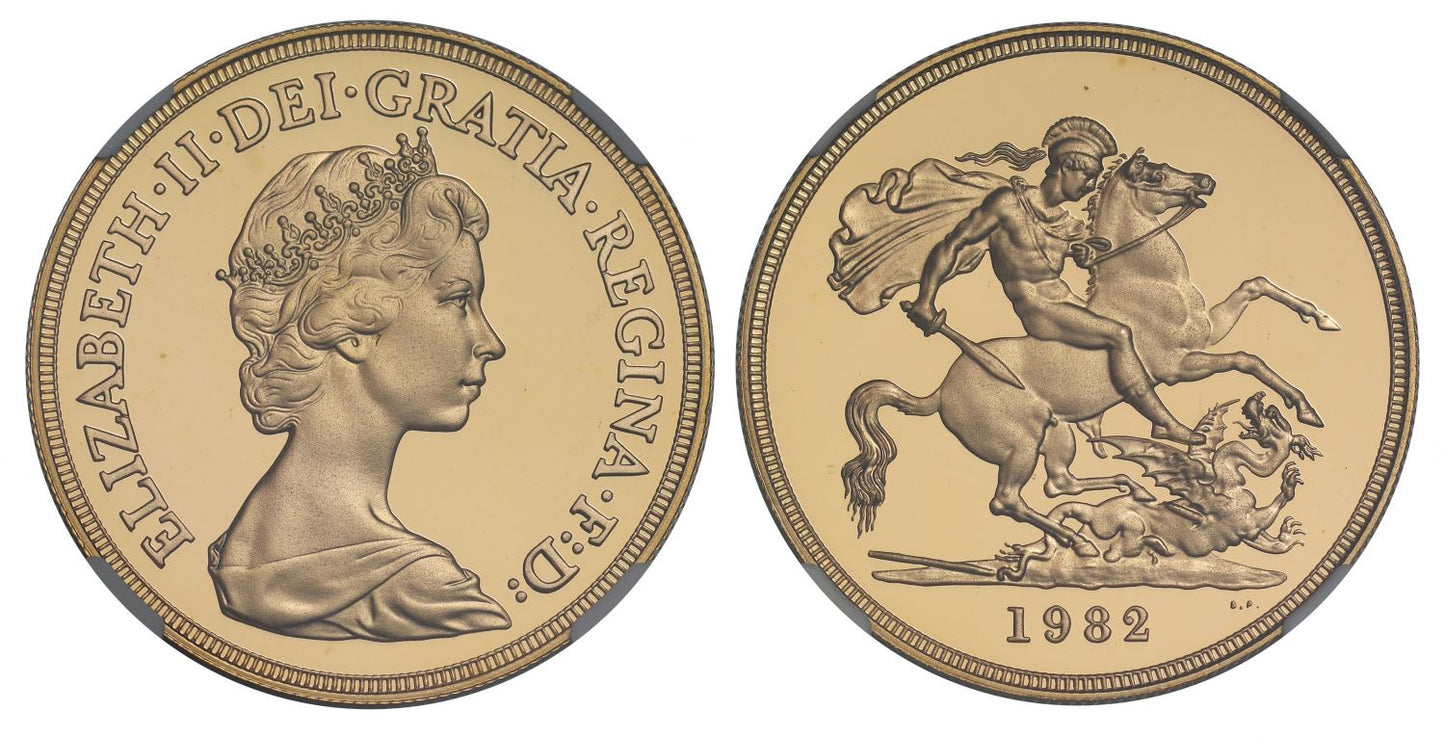 Elizabeth II 1982 proof Five-Pounds PF69 UCAM