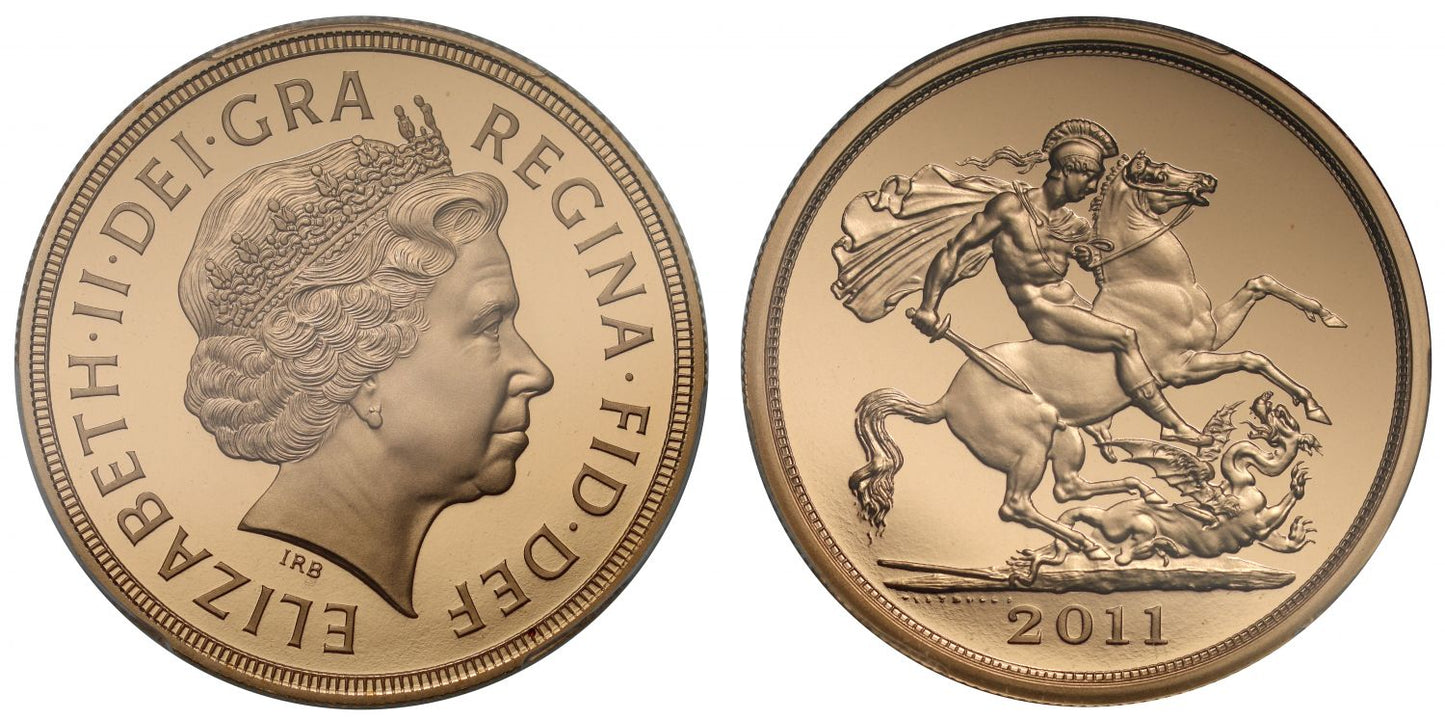 Elizabeth II 2011 proof Five-Pounds PR70 DCAM