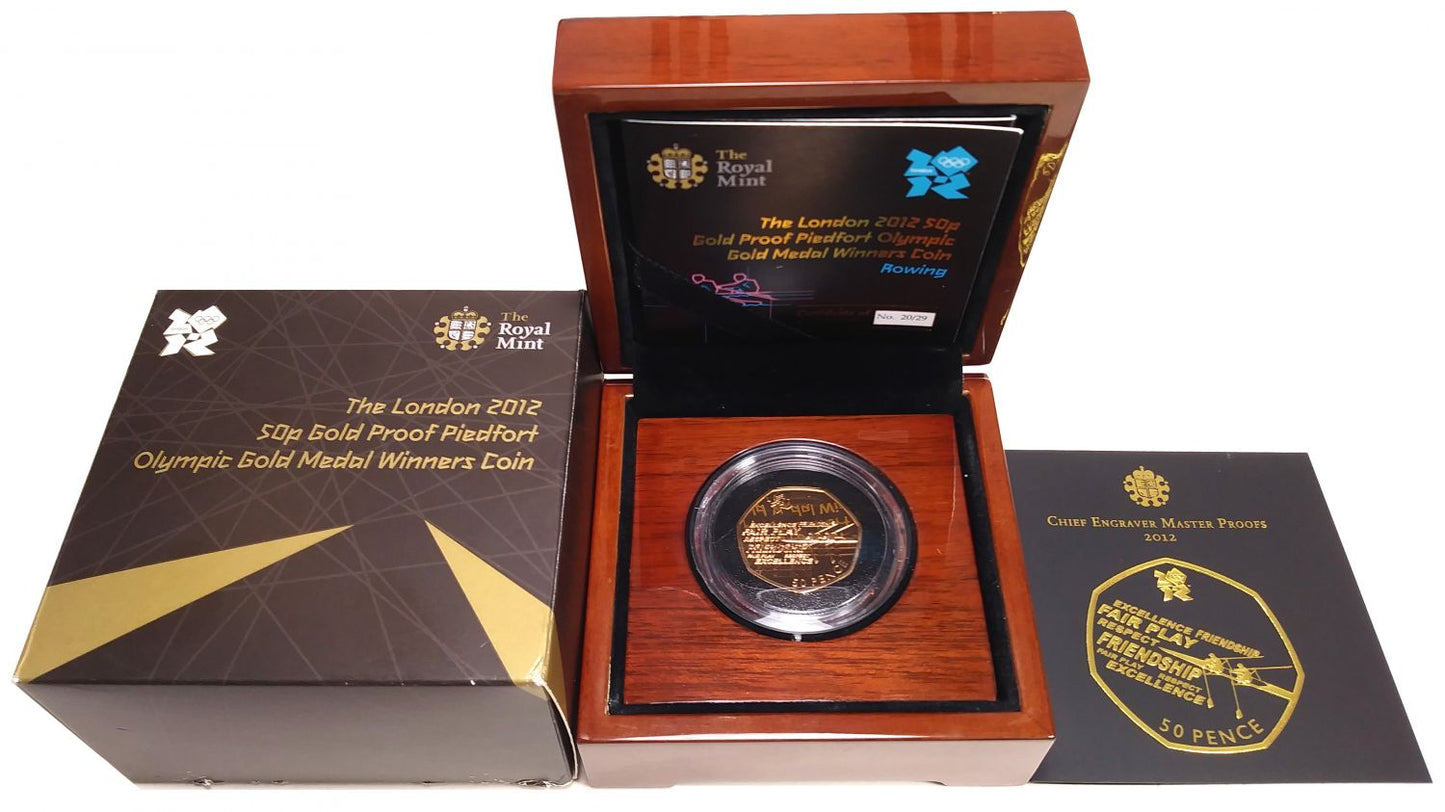 Elizabeth II 2012 PF69 CAMEO gold Fifty Pence Piedfort - Olympics Rowing