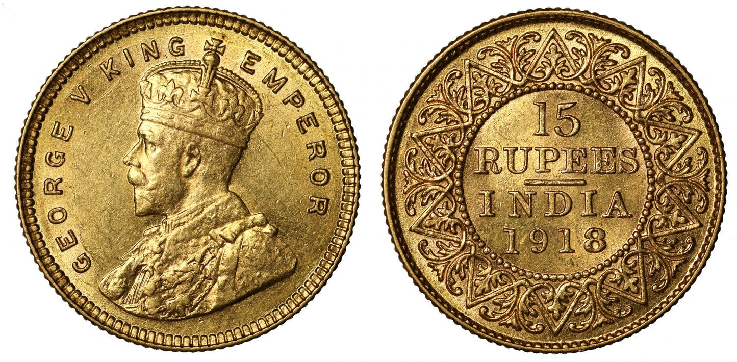 British India, 15-Rupees, 1918.
