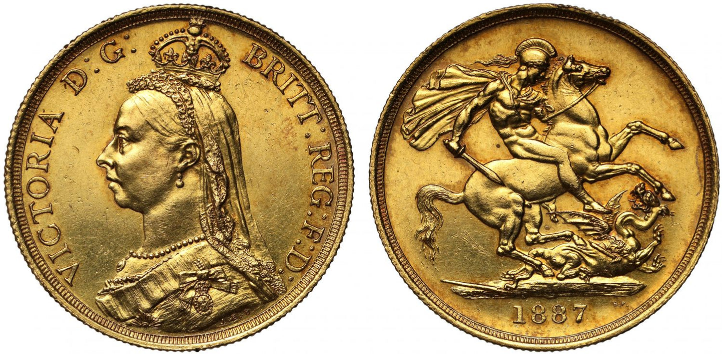 Victoria 1887 Two-Pounds, Golden Jubilee Issue, dies 2b/2