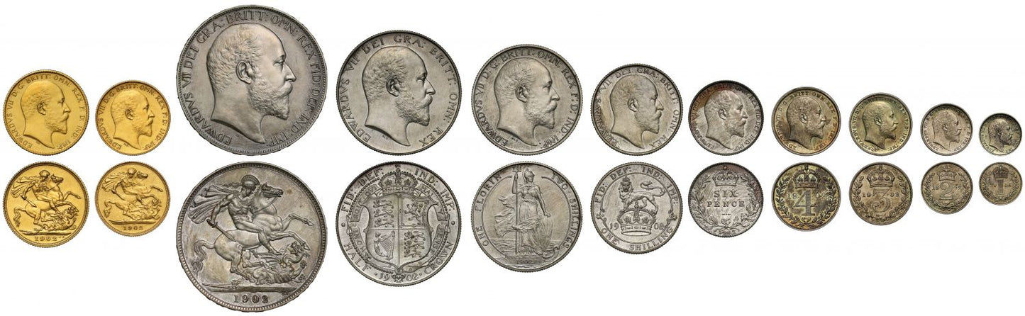 Edward VII 1902 "Short" matt proof set, Coronation issue, 11 coins