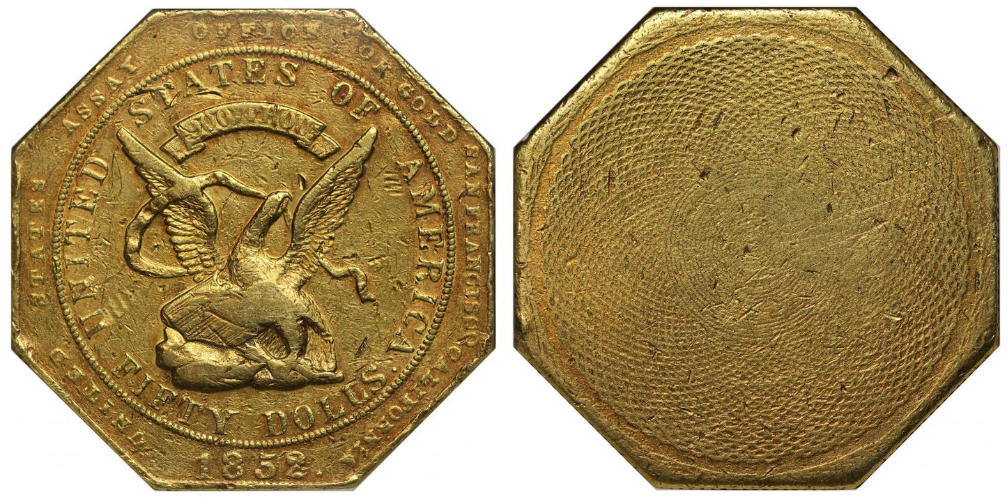 USA, California 1852 "900" US Assay Office "slug" 50-Dollars AU55
