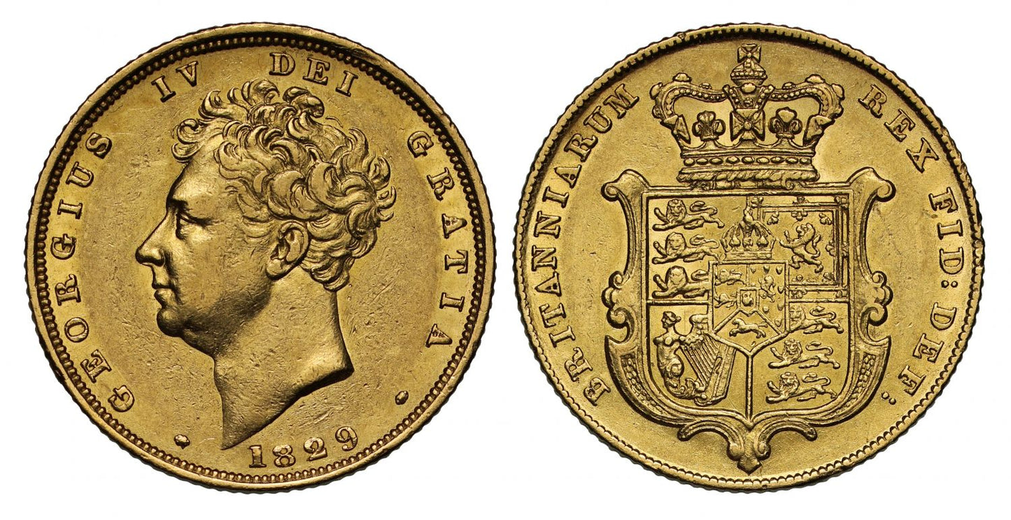 George IV 1829 bare head Sovereign