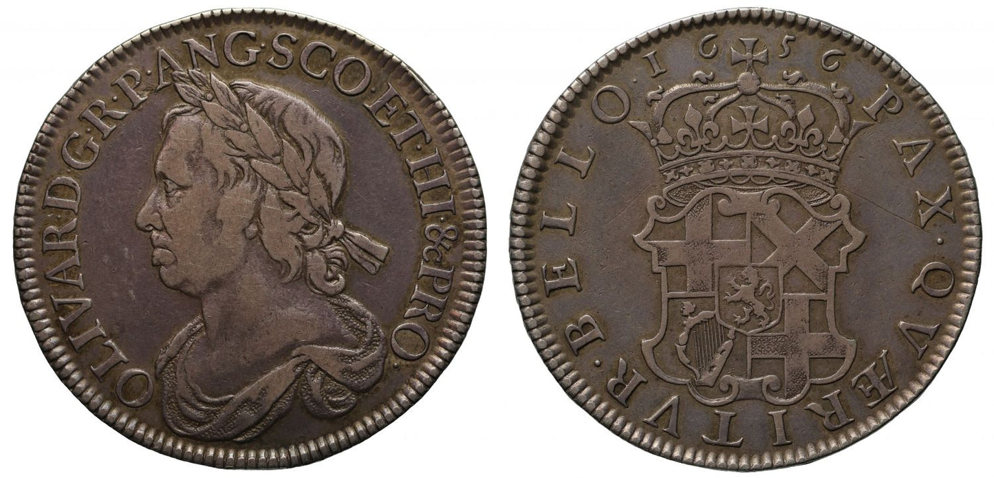 Oliver Cromwell 1656 Halfcrown, very rare