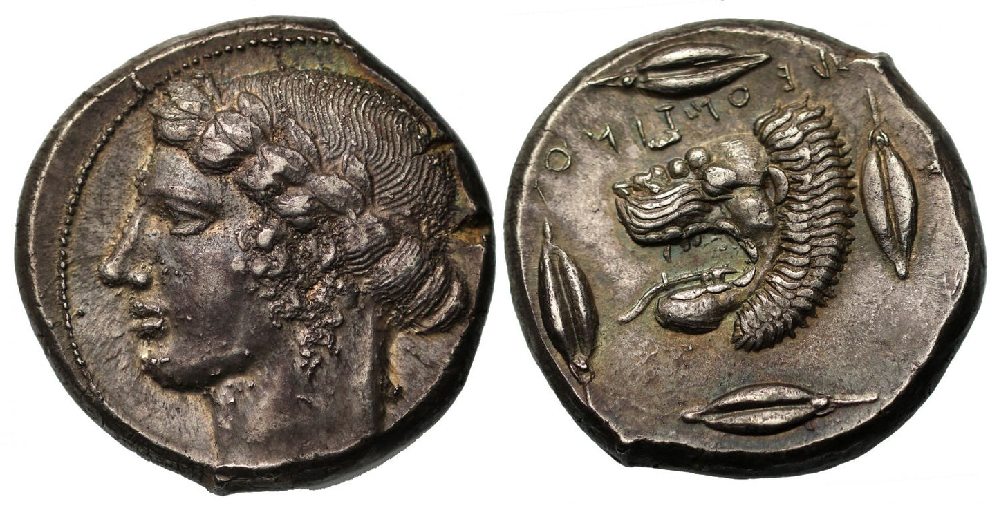 Sicily, Leontinoi, Silver Tetradrachm, NGC AU 4/5 4/5.