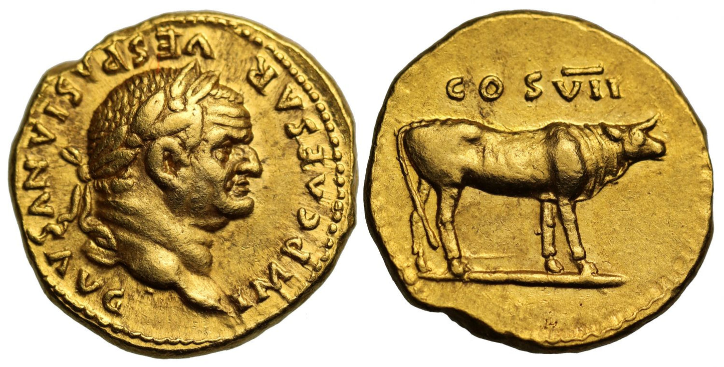 Vespasian, Gold Aureus, Rome, AU 5/5, 4/5