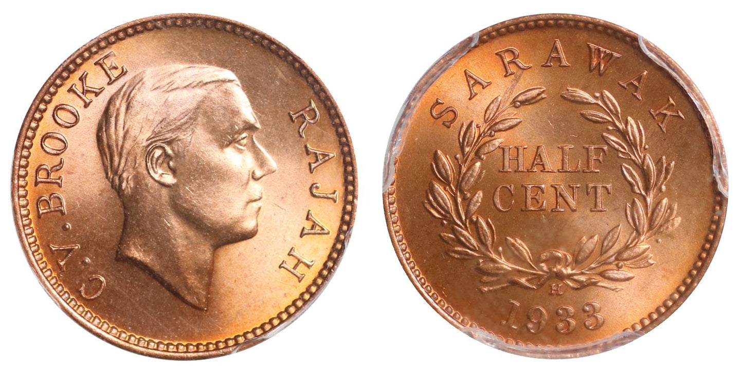 Sarawak, Specimen Half Cent, 1933.