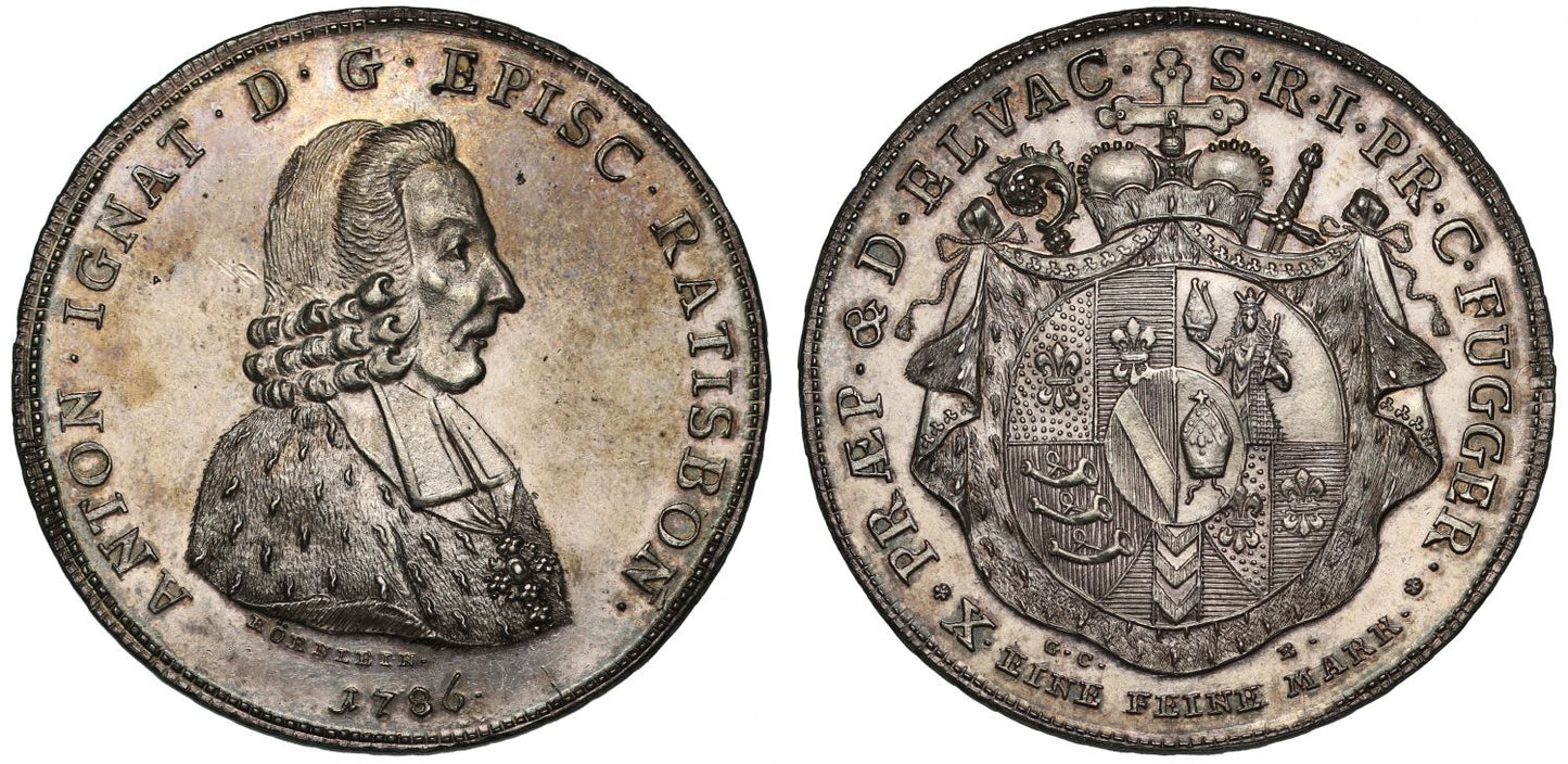 Germany, Regensburg 1786 Thaler MS63 PL, second finest graded