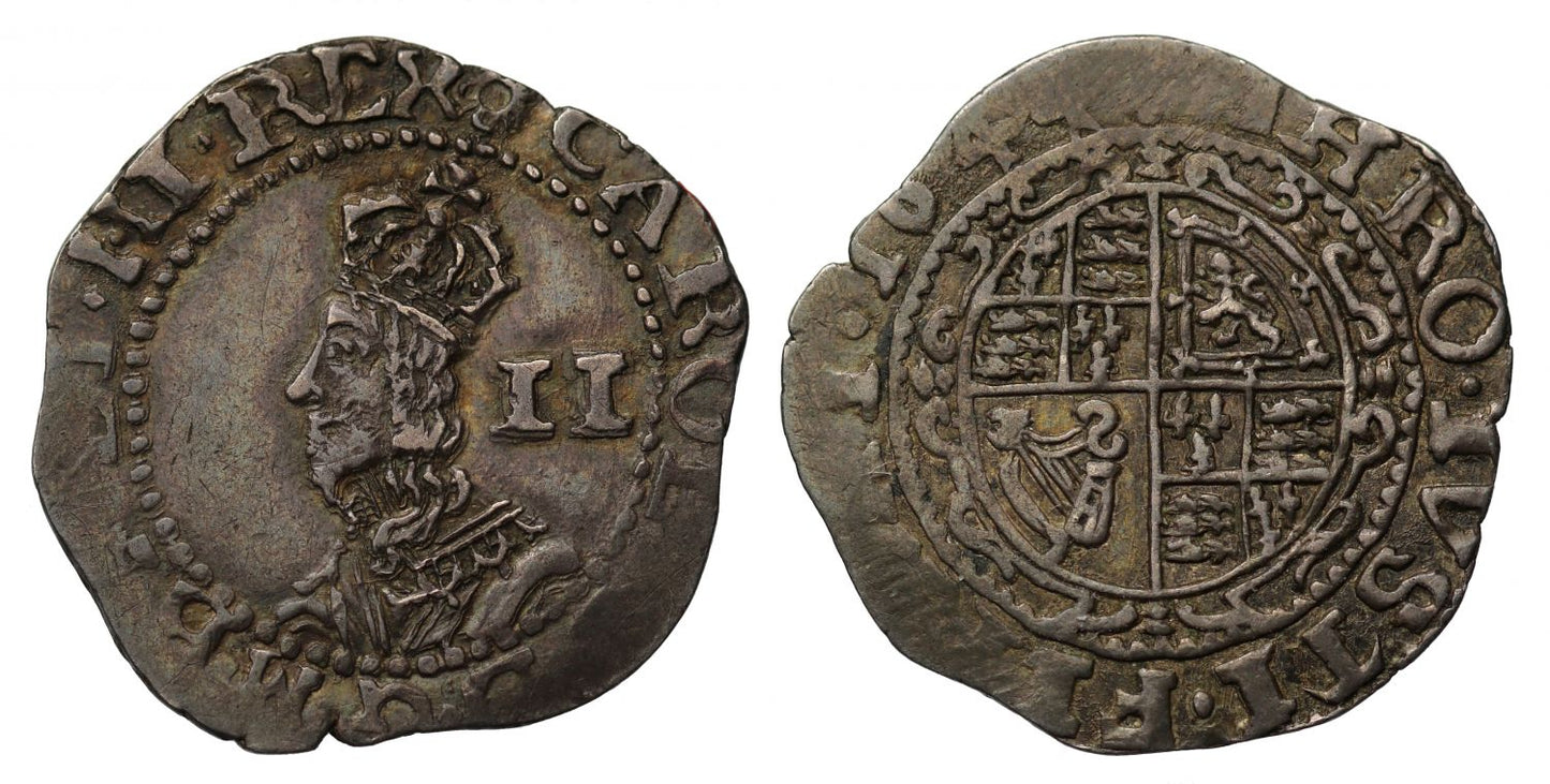 Charles I 1644 Halfgroat, Exeter, reverse legend words in wrong order
