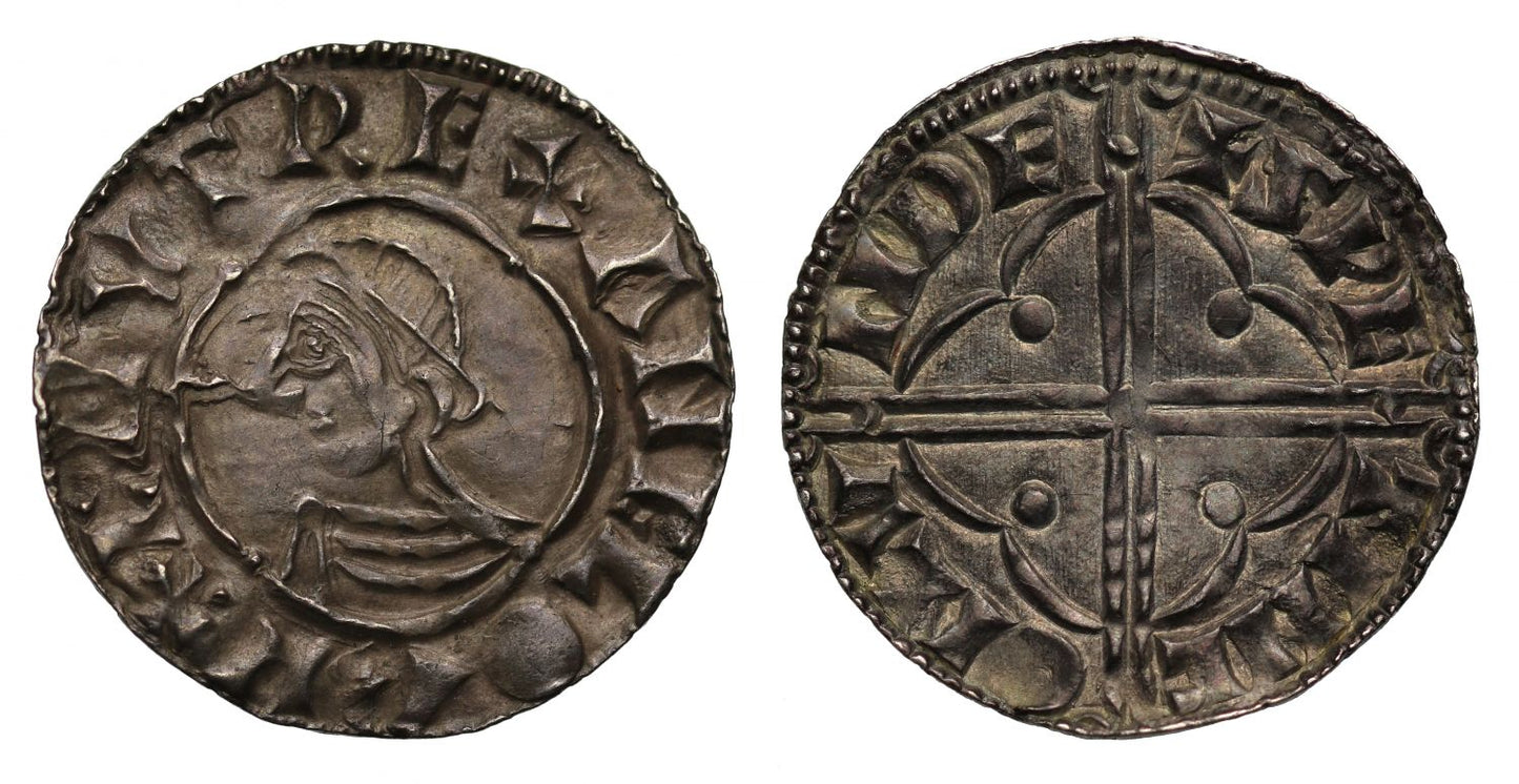Canute Quatrefoil type Penny, very rare diademed bust, Swetinc of London