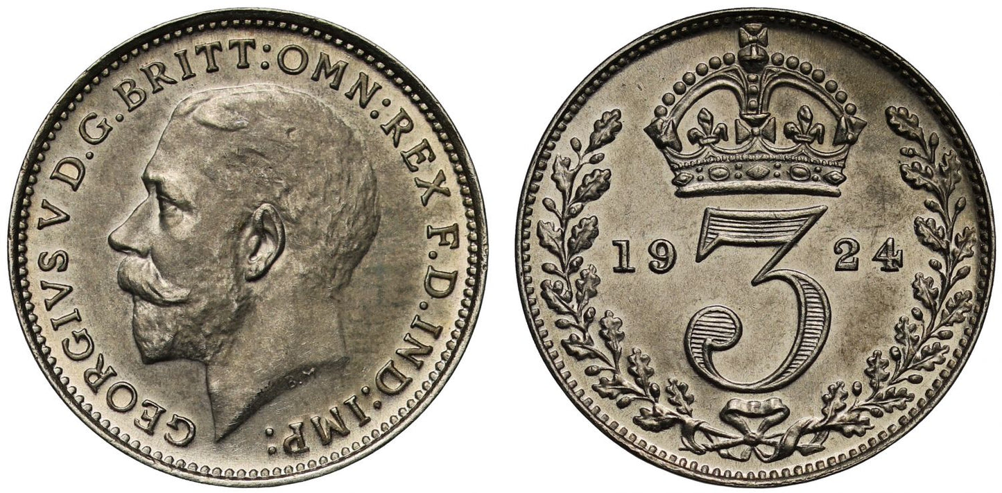 George V Specimen Matt Satin Finish 1924 Threepence of highest rarity