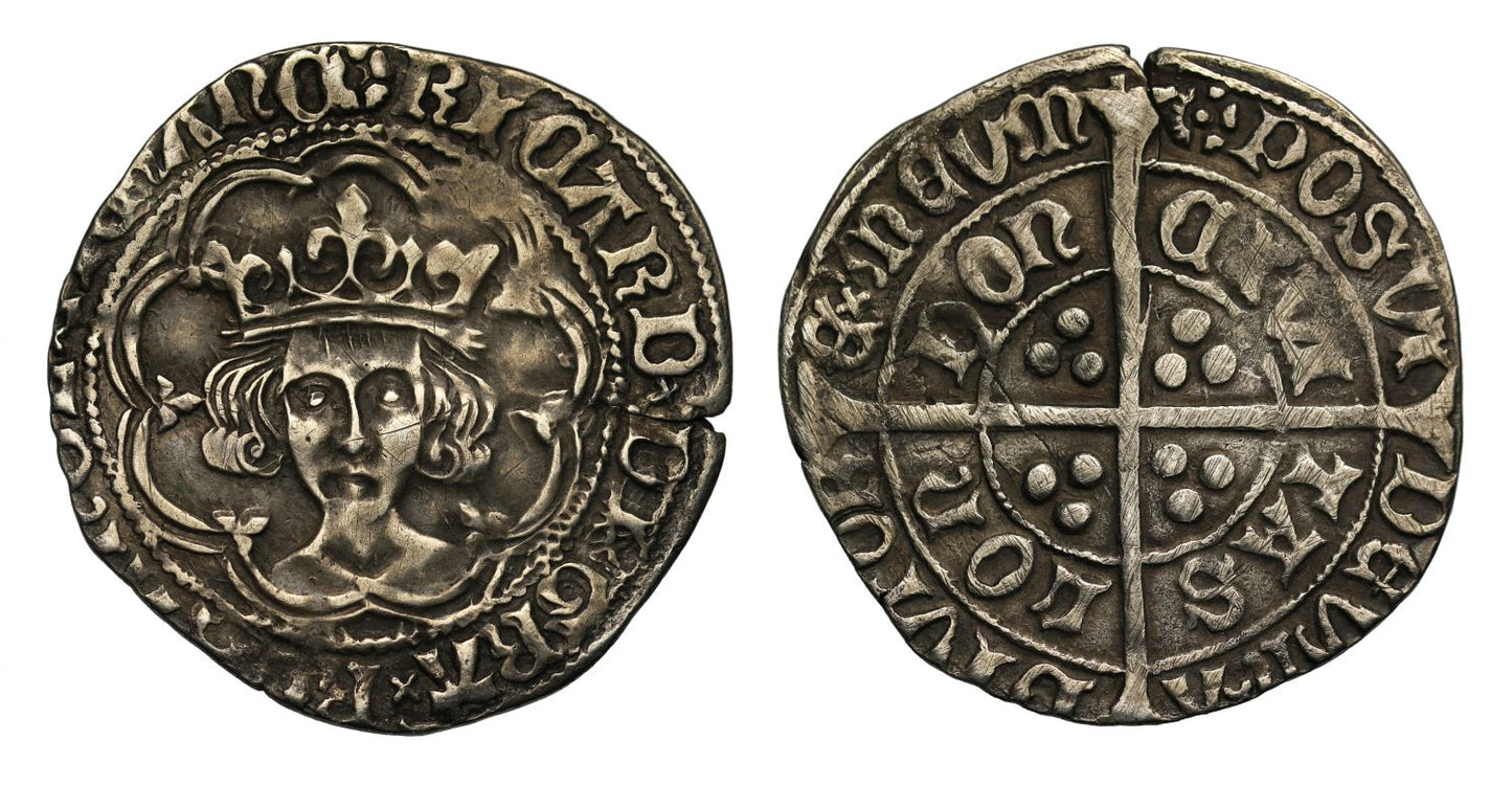 Richard III Groat London mm sun and rose 1 rev. sun and rose 2