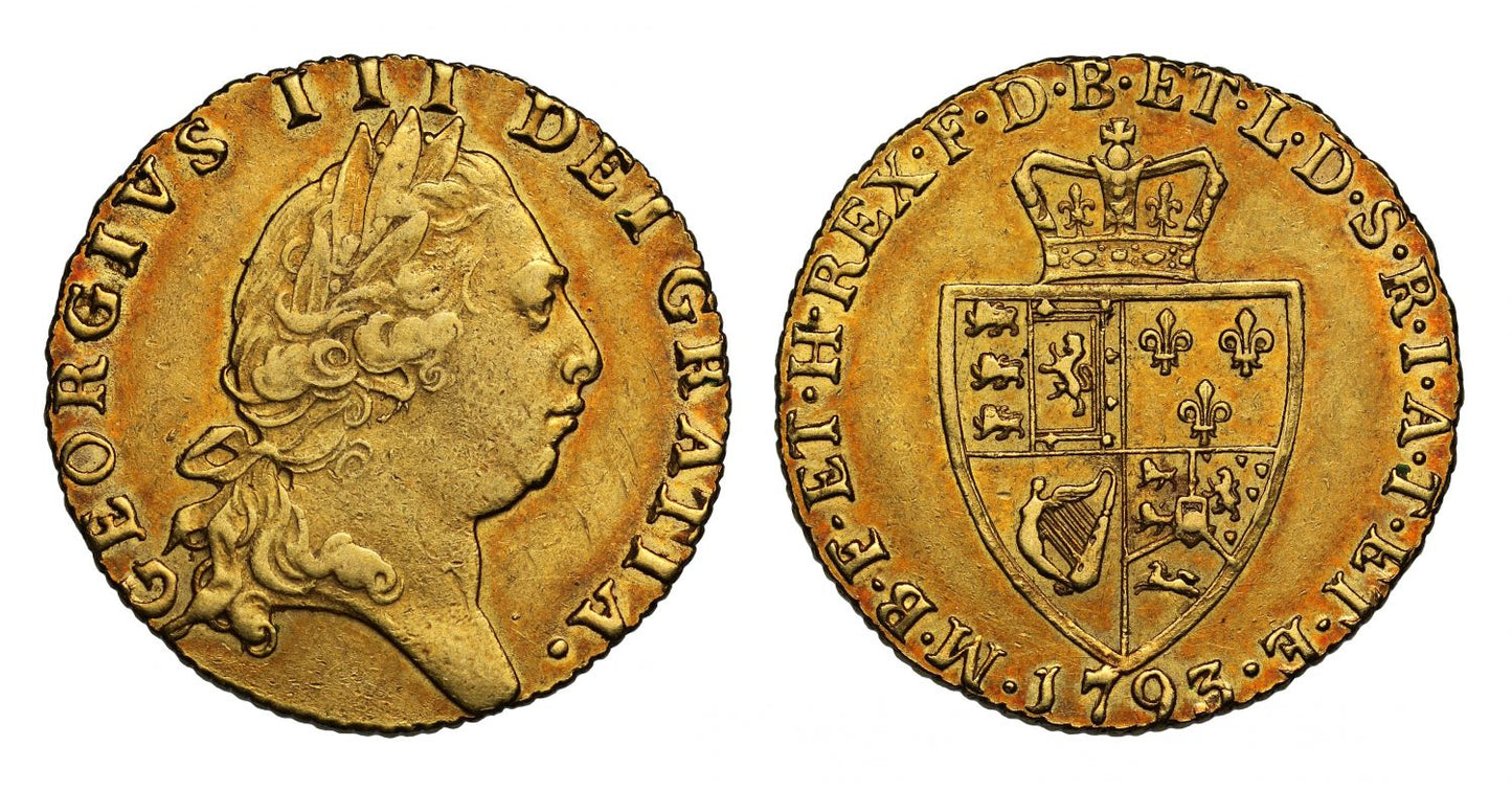 George III 1793 Guinea, spade type fifth head