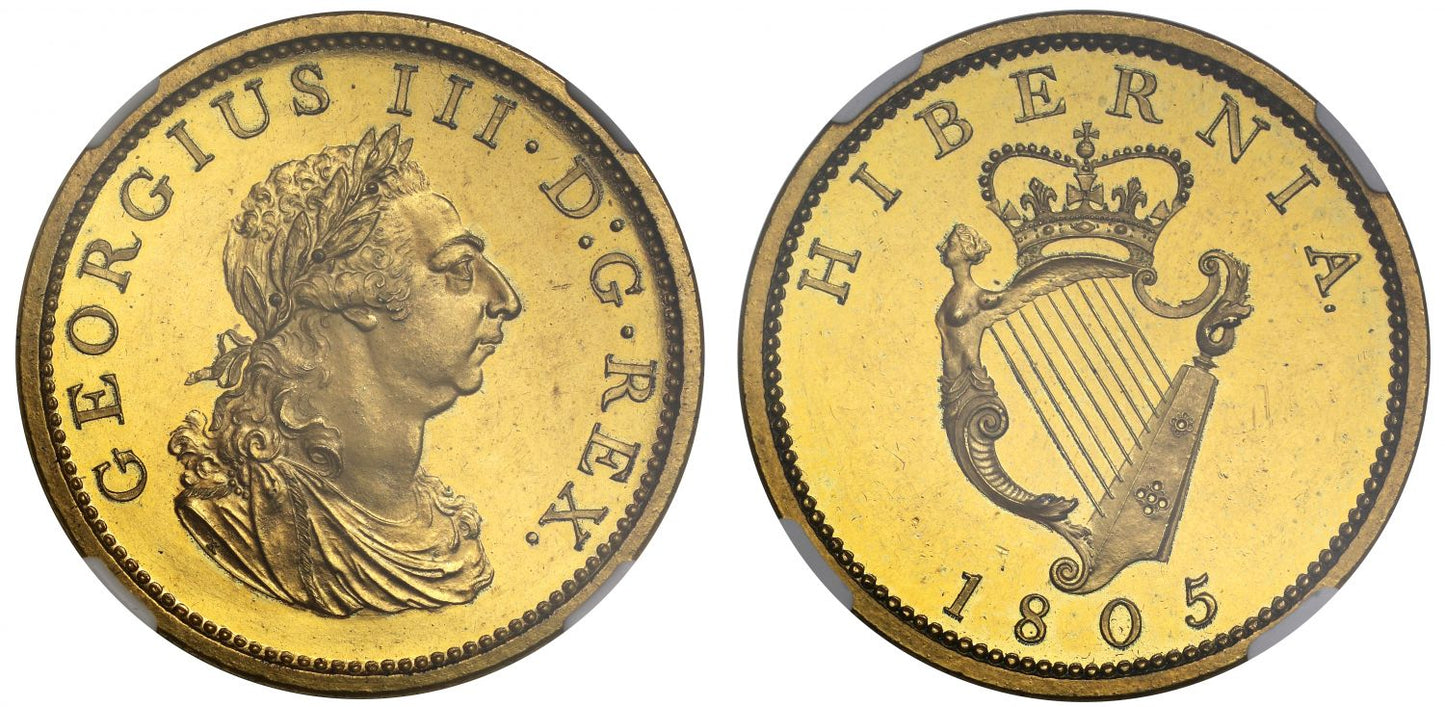 Ireland, George III 1805 copper-gilt Penny PF64 CAMEO