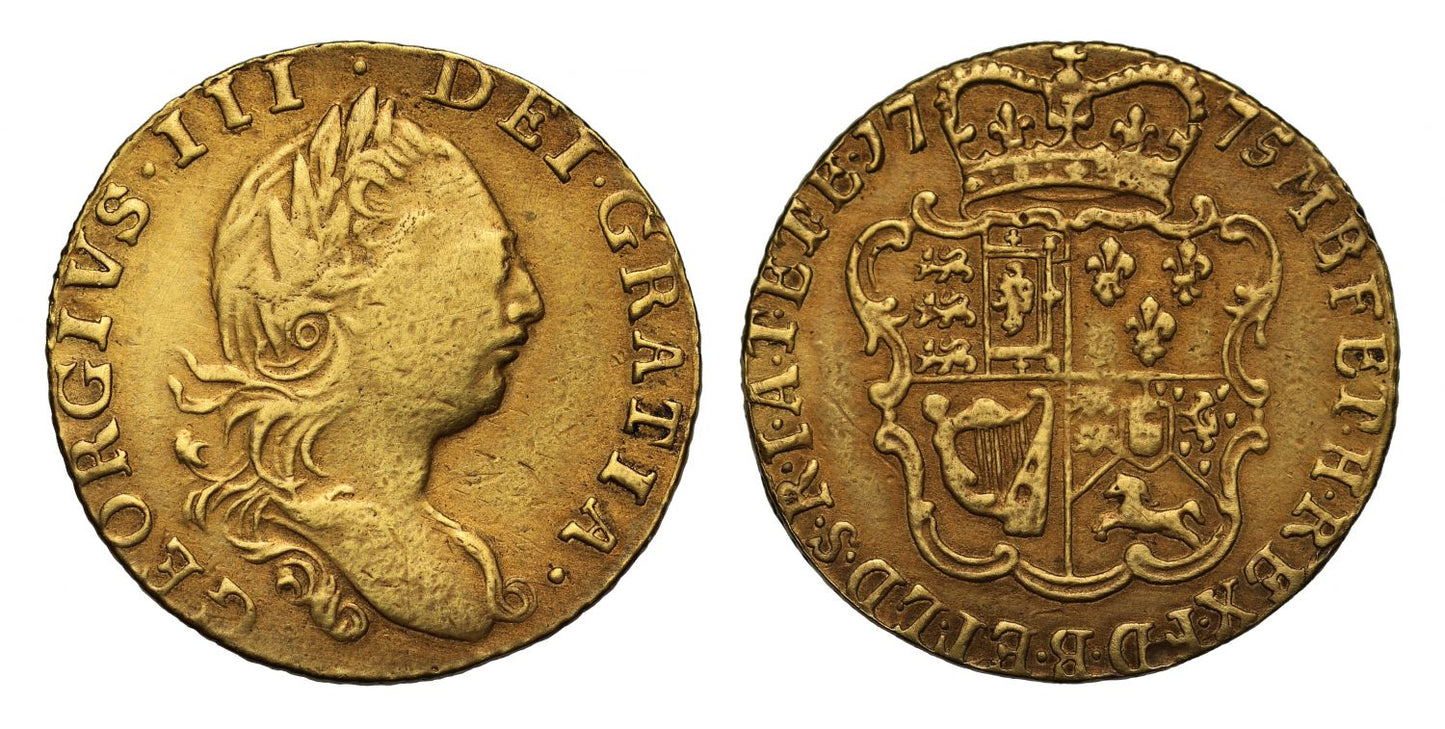 George III 1775 Half-Guinea, third bust, the rarest type for George III R4