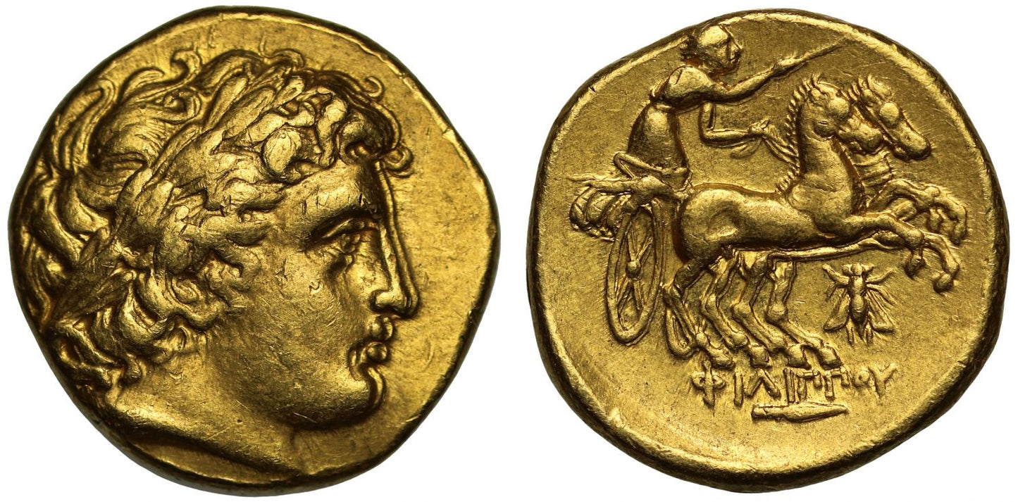 Macedon, Philip II, Gold Stater, posthumous issue, mint of Magnesia, NGC XF 4/5,3/5