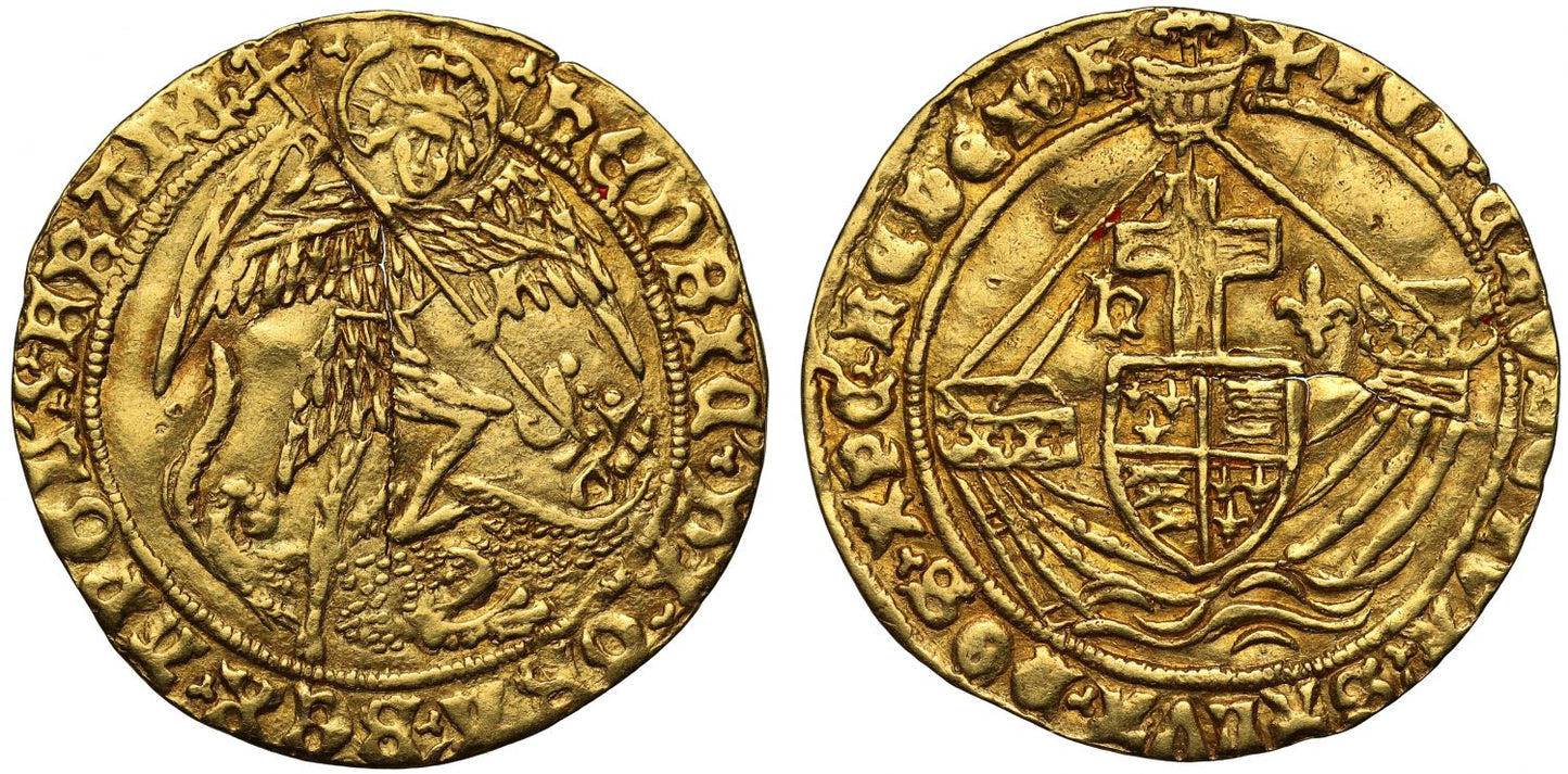 Henry VI gold Angel, second reign, mm cross pattée on reverse only