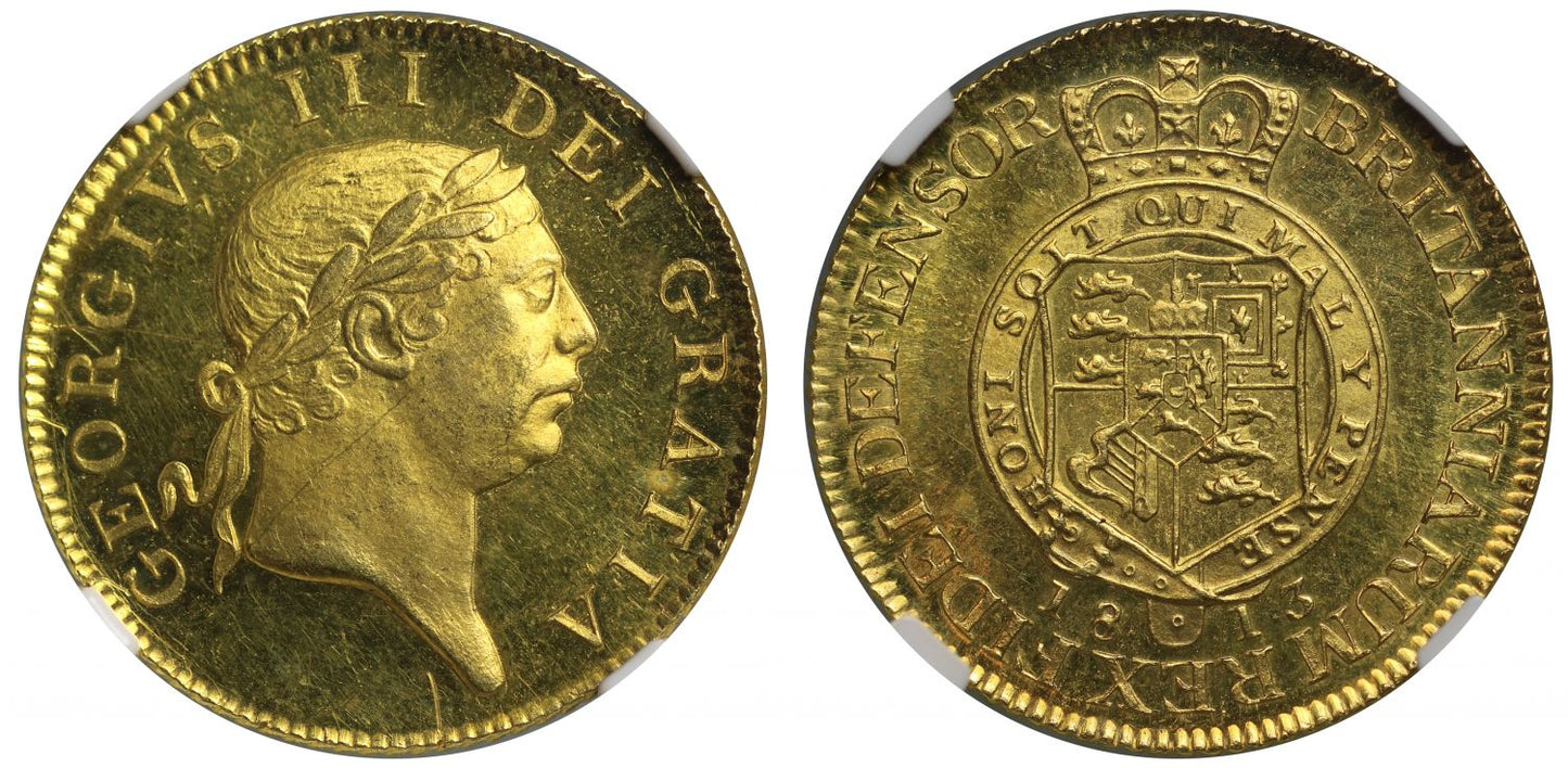 George III 1813 proof "Military" Guinea R4 PF61 CAMEO