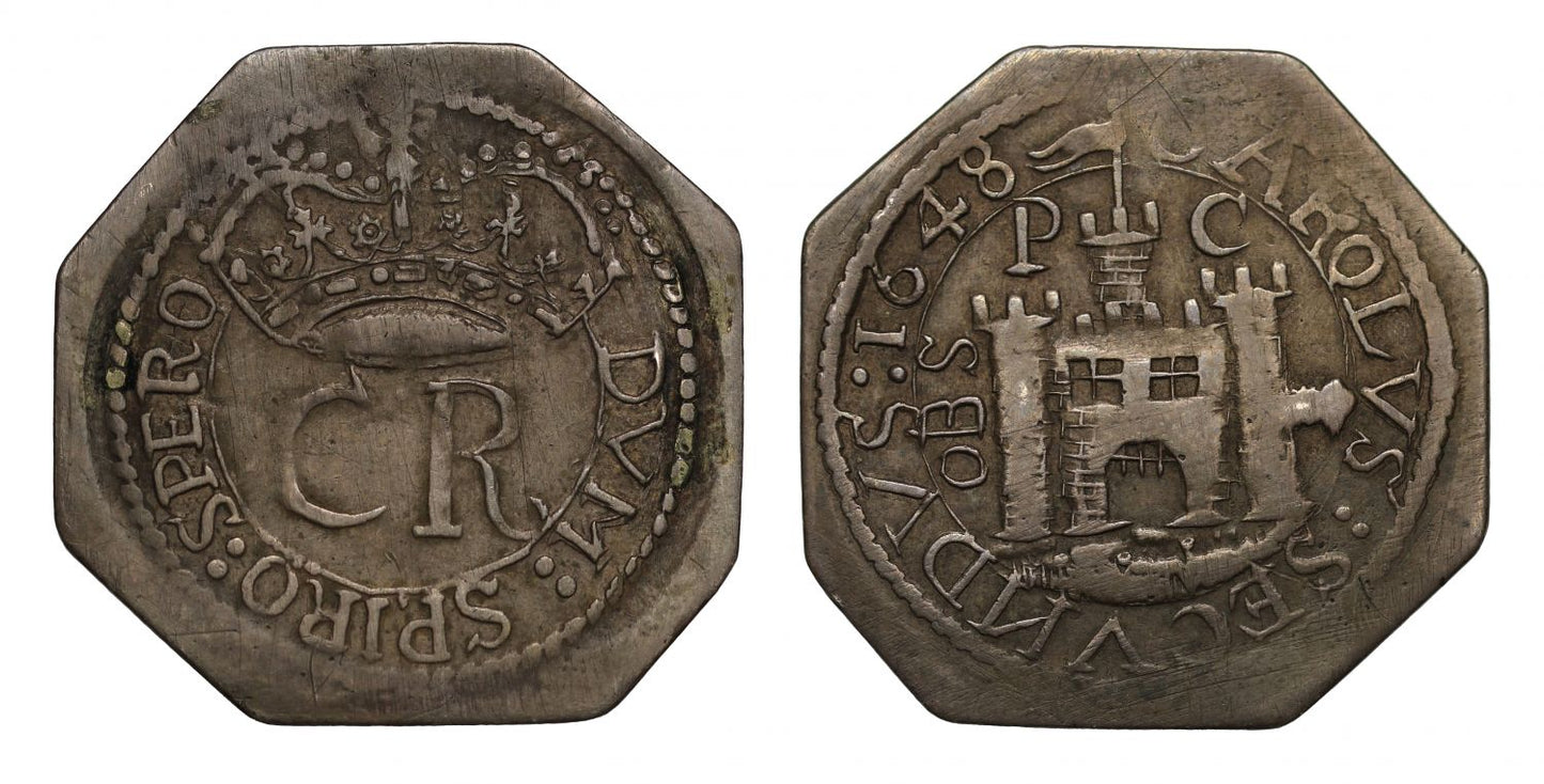 Charles I 1648 Pontefract Shilling, posthumous issue in name of Charles II