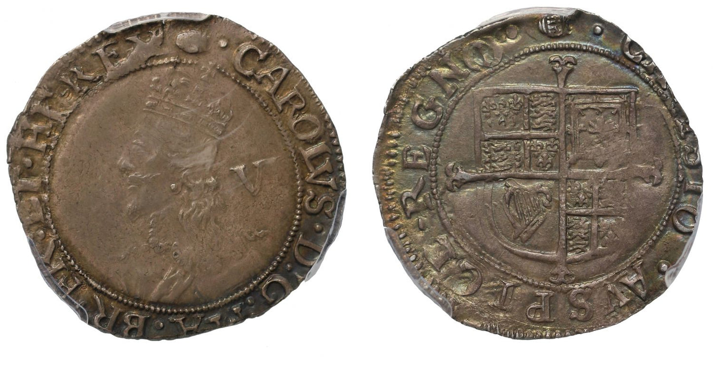 Charles I Sixpence mint mark tun AU55