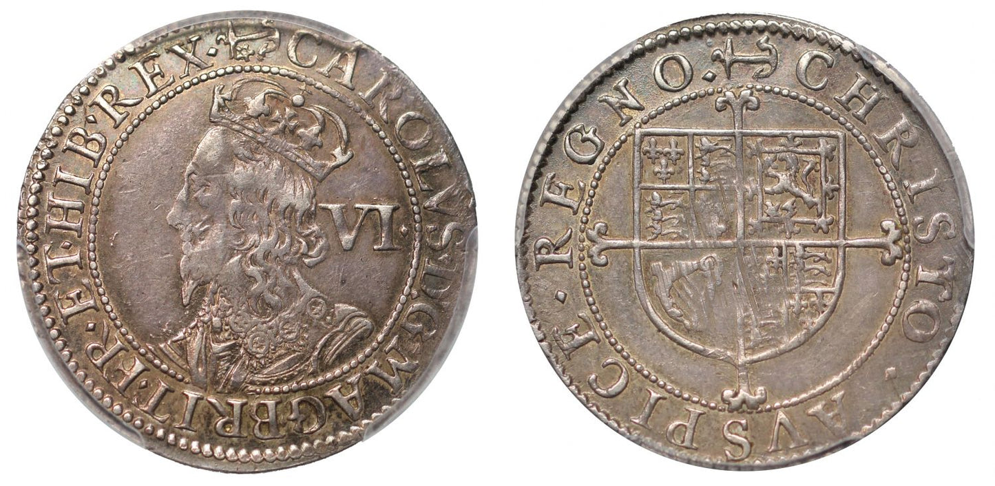 Charles I Briot's second milled Sixpence AU50