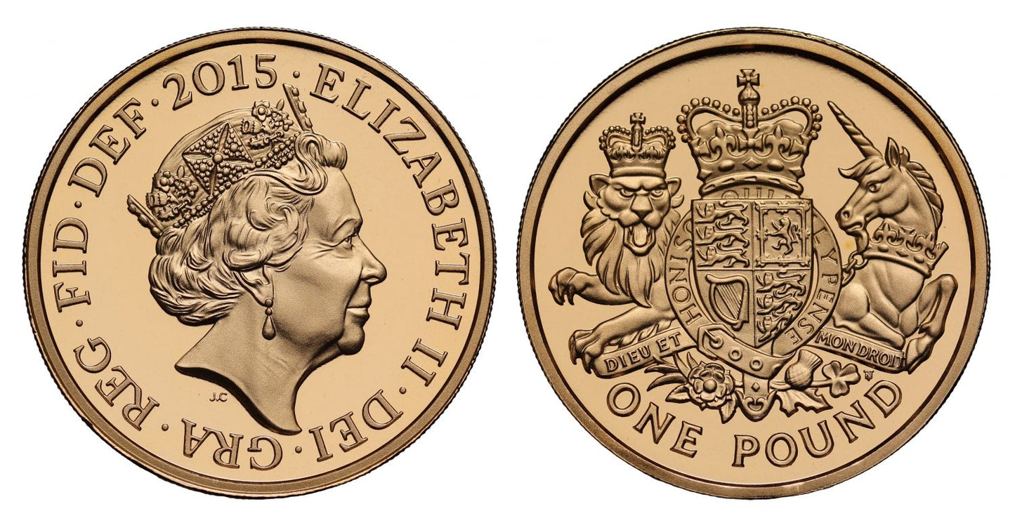 Elizabeth II 2015 PF70 UCAM gold £1 - Royal Arms