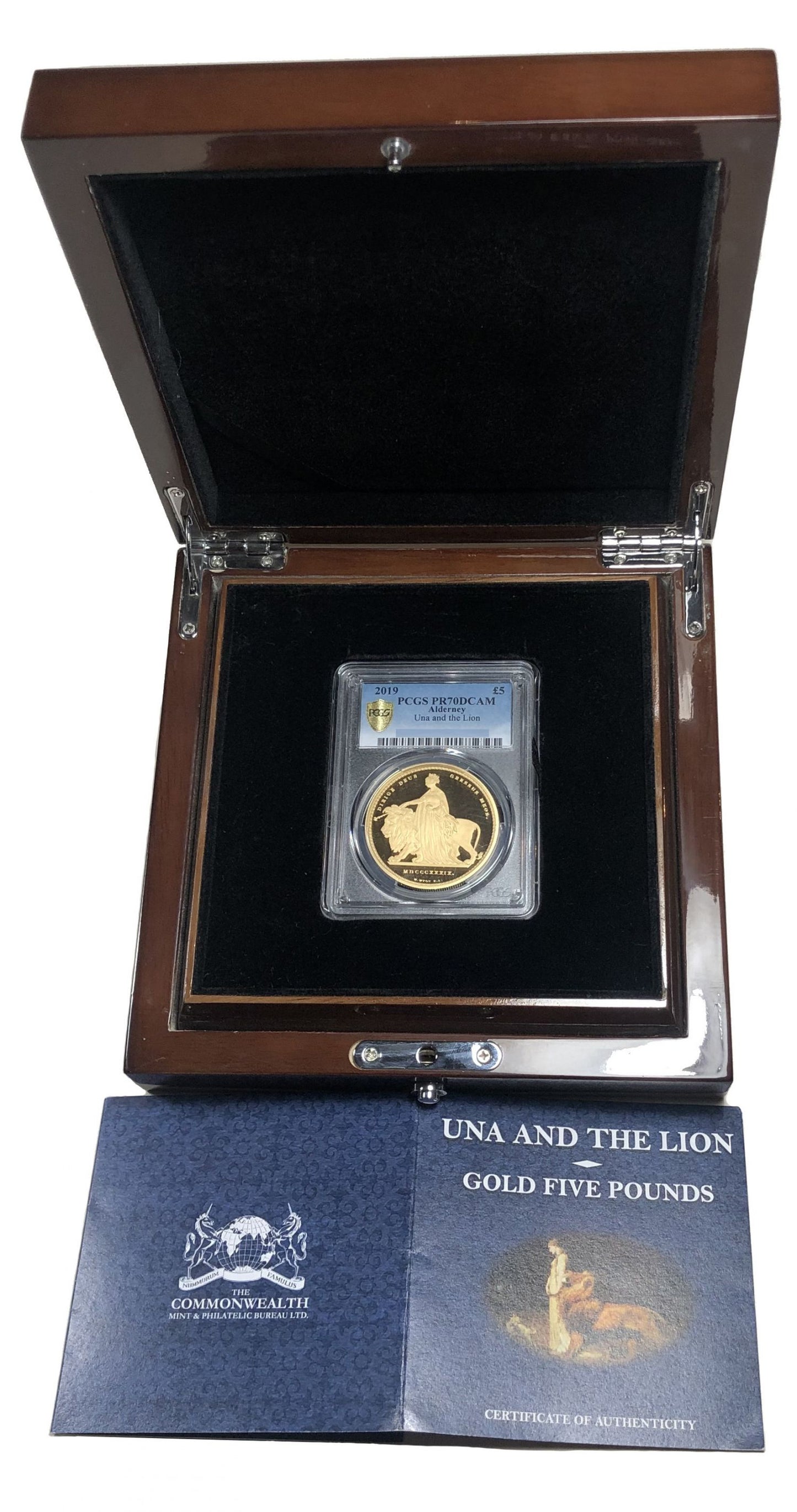 * Elizabeth II 2019 Alderney Una and the Lion Gold Proof PR70DCAM