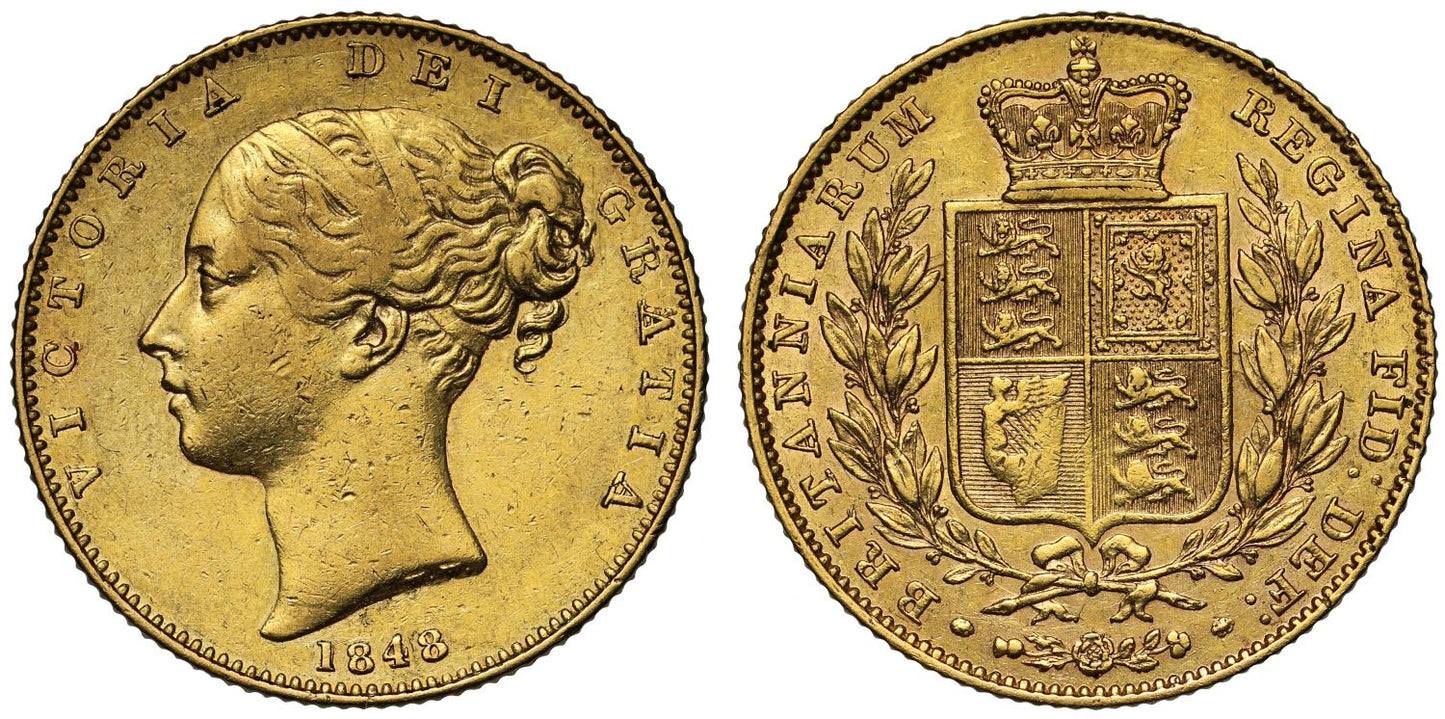 Victoria 1848 Sovereign, first bust, extremely rare