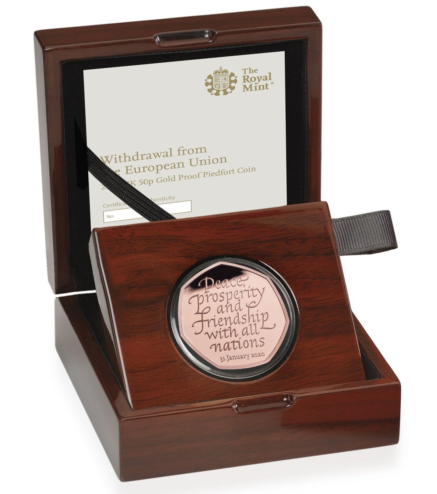 * Elizabeth II 2020 gold proof Brexit Piedfort Fifty Pence - Early Releases PF70 ULTRA CAMEO