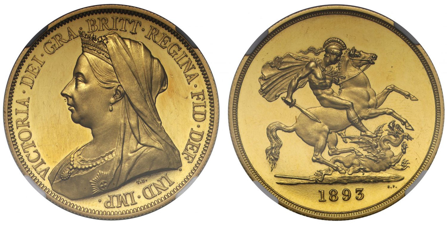 Victoria 1893 proof Five-Pounds PF62 CAMEO