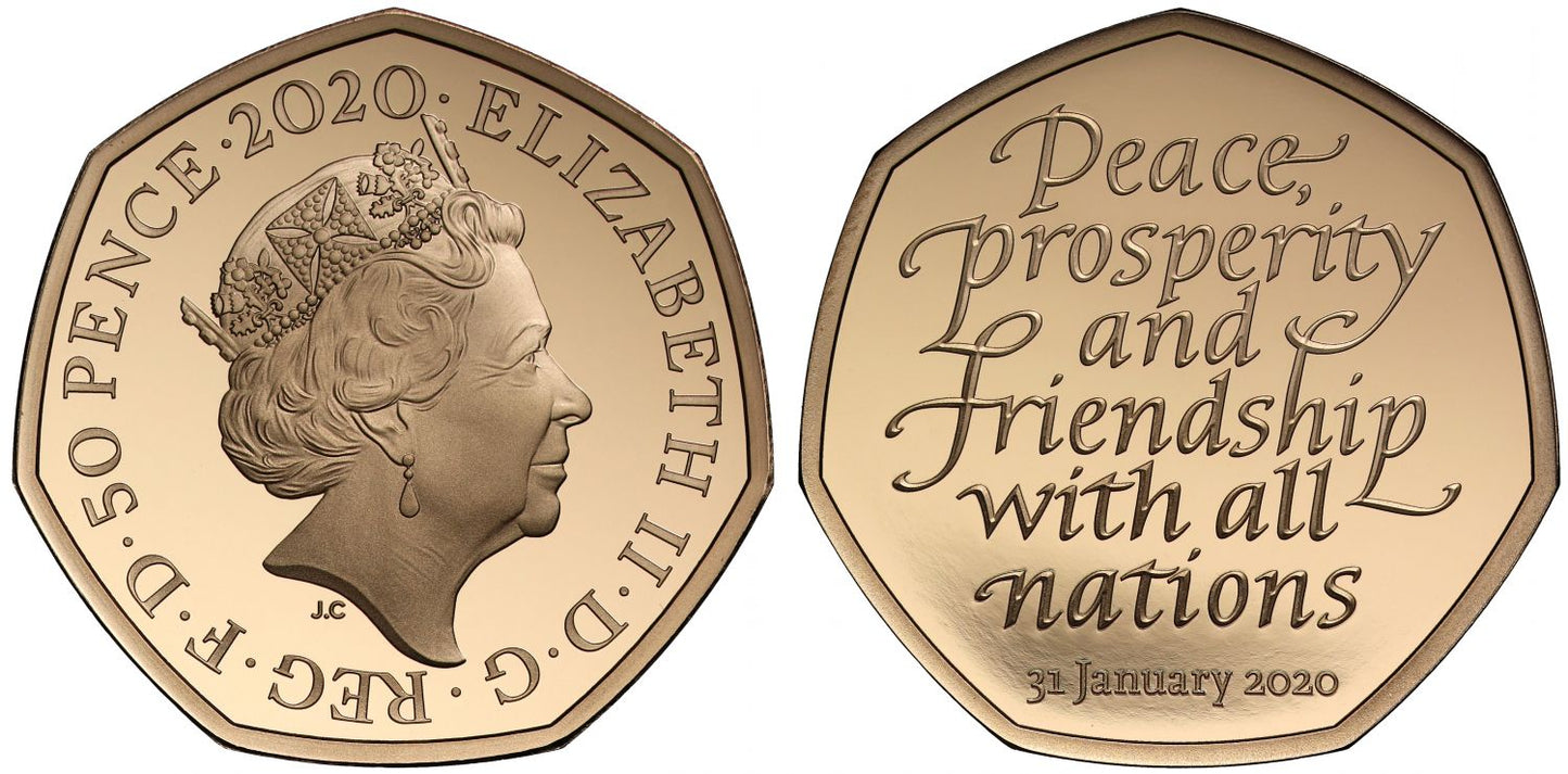 Elizabeth II 2020 gold proof Brexit Fifty Pence - Withdrawal from the EU