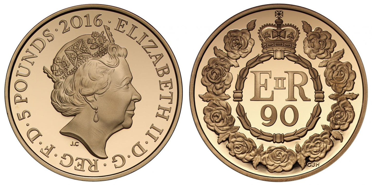 Elizabeth II 2016 proof Five-Pounds - Queen's 90th Birthday