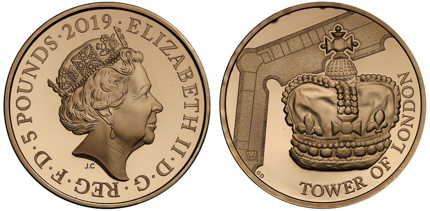 Elizabeth II 2019 proof Five Pounds - Tower of London The Crown Jewels