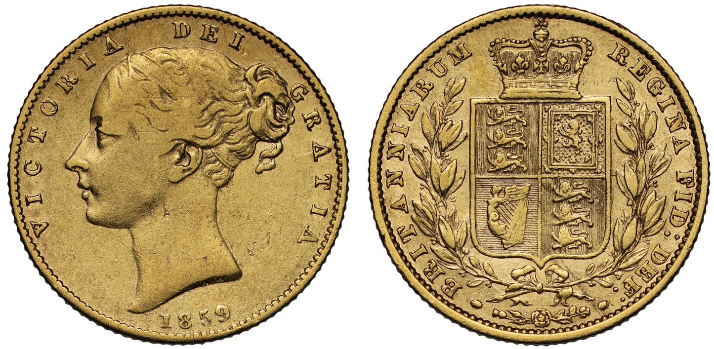 Victoria 1859 "Ansell" Sovereign, struck from Australian brittle gold