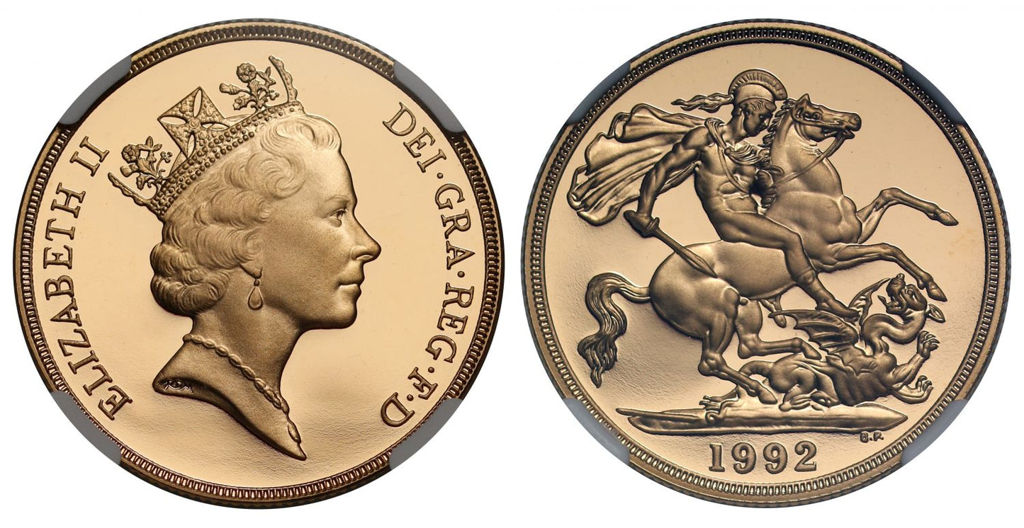 Elizabeth II 1992 proof Two-Pounds PF69 UCAM Maklouf portrait