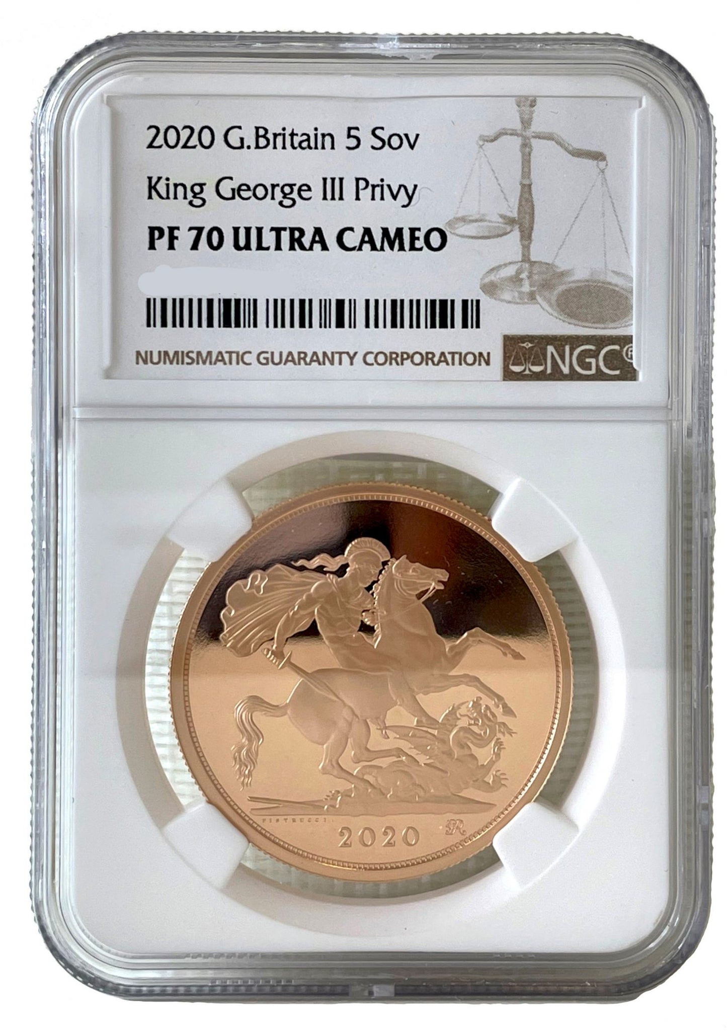 Elizabeth II 2020 proof Five-Pounds PF70 UCAM