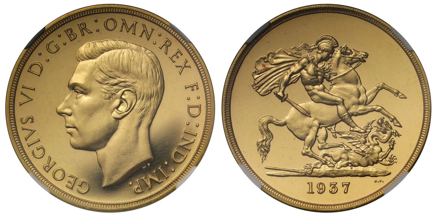 George VI 1937 proof Five-Pounds PF62 CAMEO Coronation issue