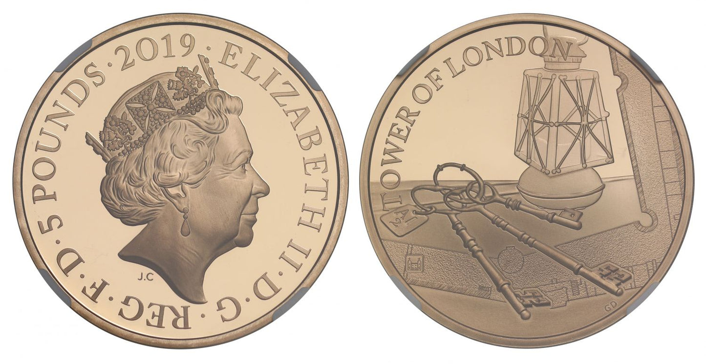 * Elizabeth II 2019 PF70 UCAM Five-Pounds Keys