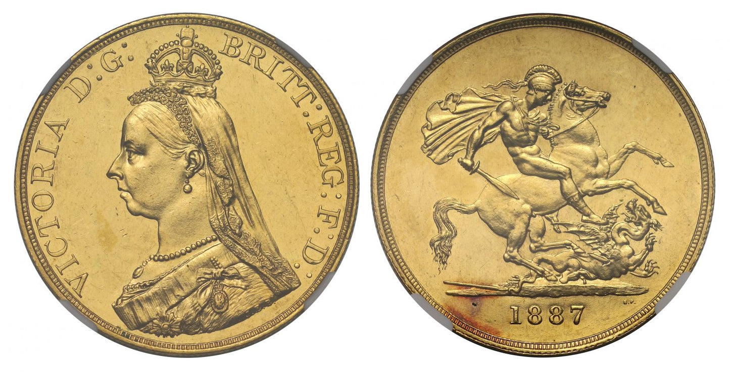 Victoria 1887 Five-Pounds, Golden Jubilee issue, MS61