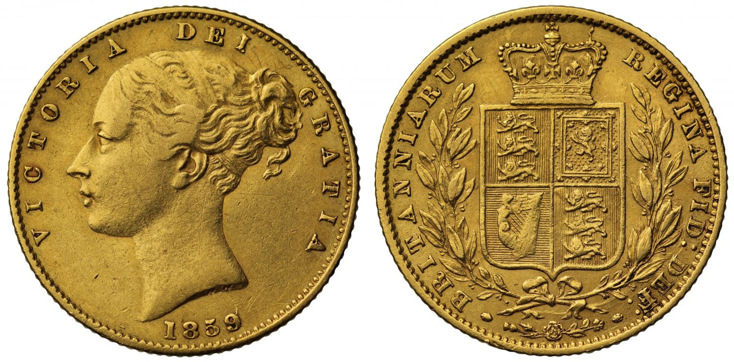 Victoria 1859 "Ansell" Sovereign, struck from Australian brittle gold
