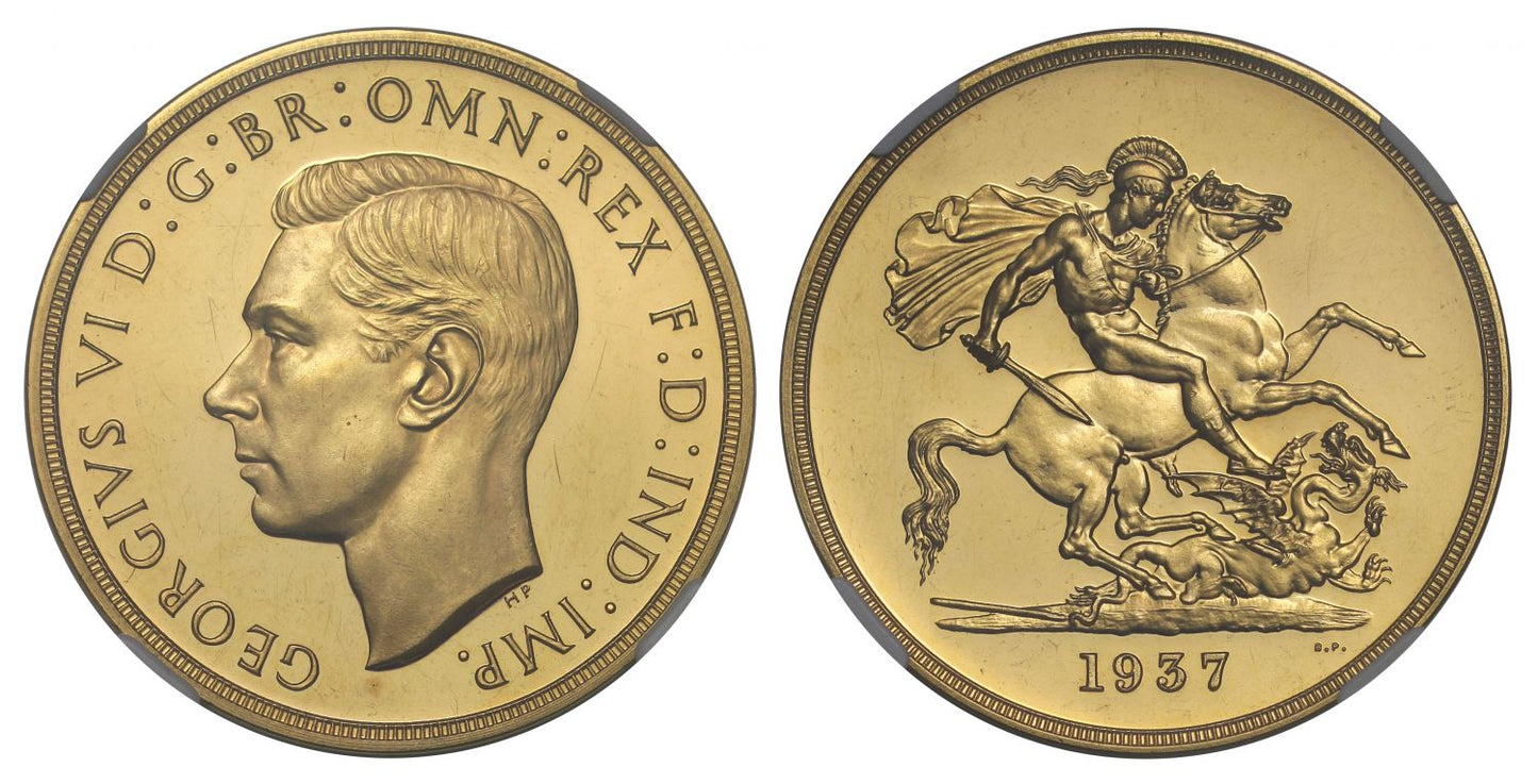George VI 1937 proof Five-Pounds PF61 CAMEO