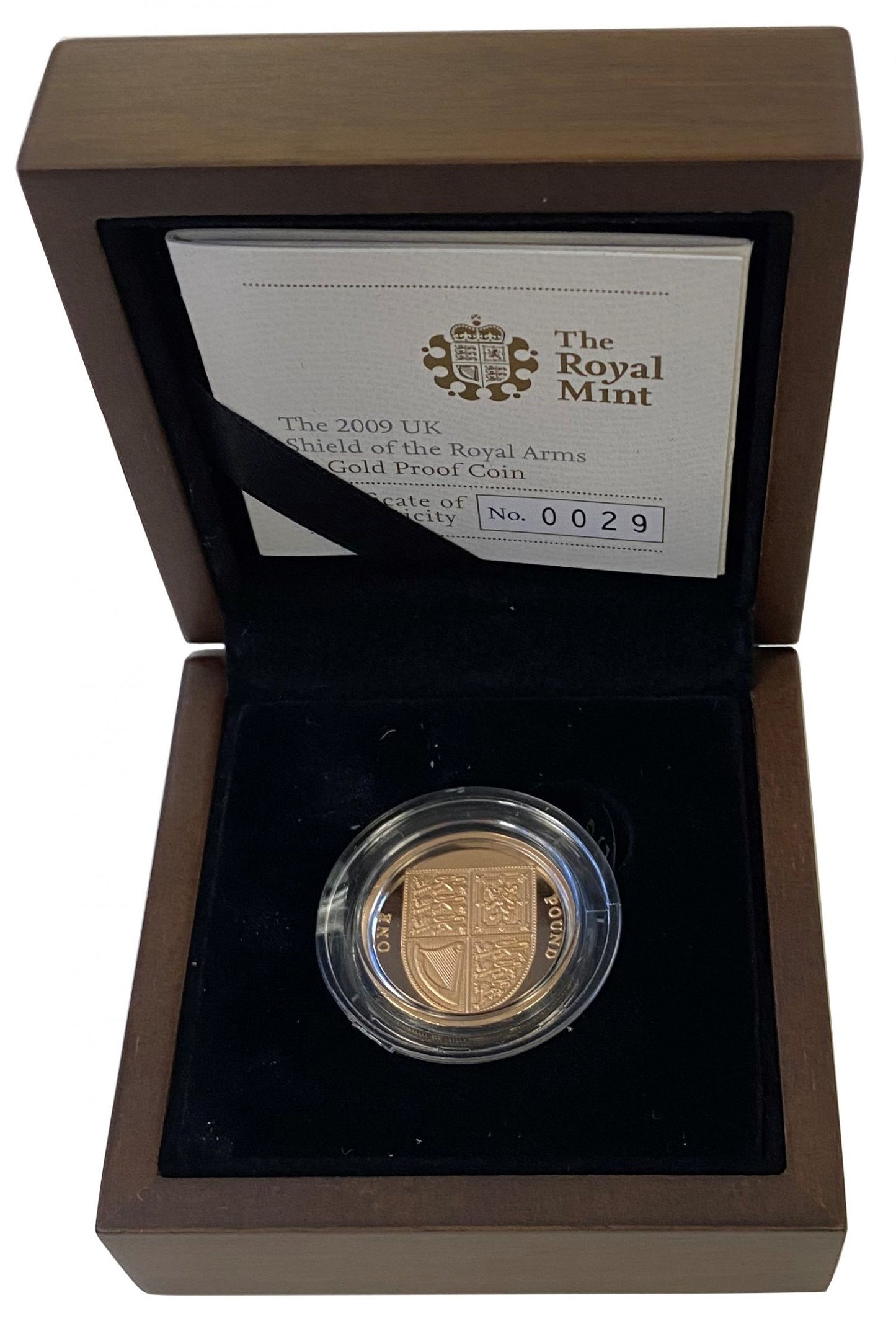 Elizabeth II 2009 gold proof £1 - Royal Shield of Arms